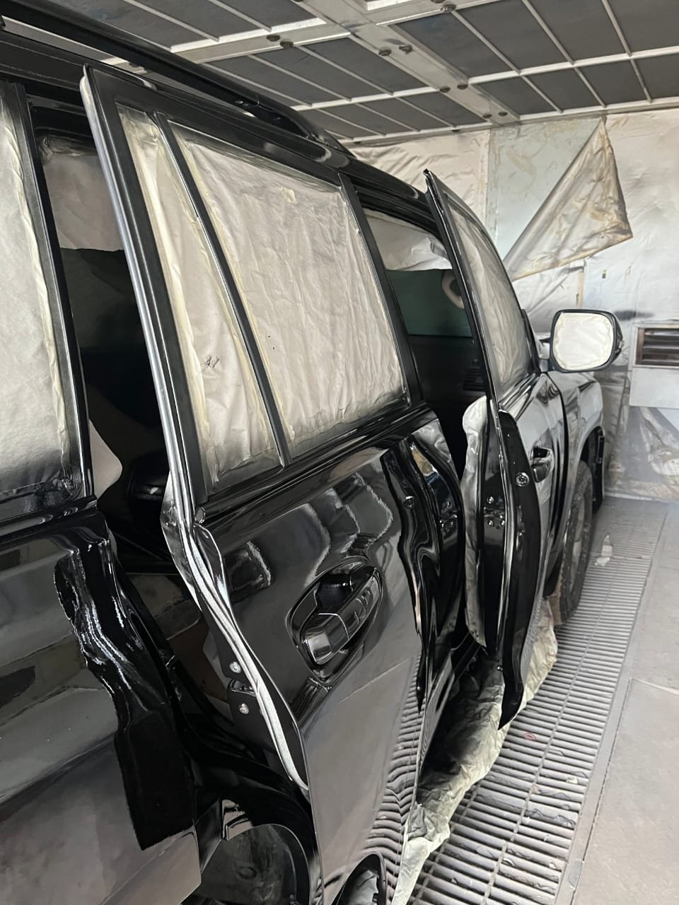 Door panels refinished and drying