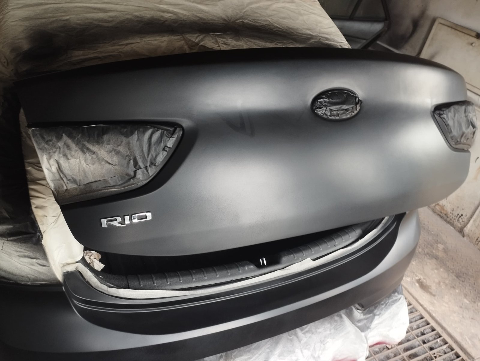 Boot lid refinished in the booth